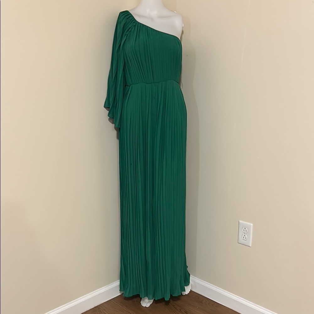 a'gaci One-Shoulder Green Dress